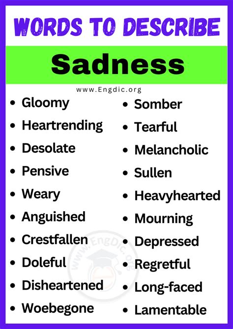 20+ Best Words to Describe Sadness, Adjectives for Sadness - EngDic