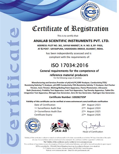 Certifications | Analab Scientific Instruments Pvt. Ltd.