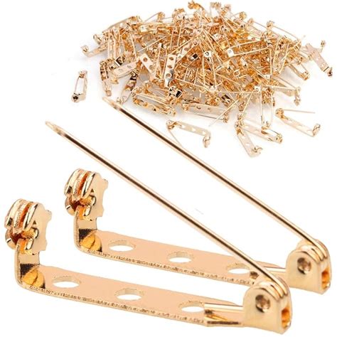 200 Pcs Gold Tone Brooch Pin Backs Clasp 1 Inch Bar Pins Findings 3 ...