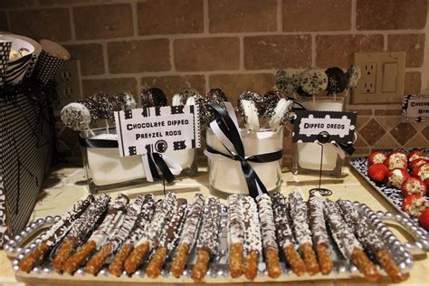 Black and White Themed party treats// with clear bags as party favors ...