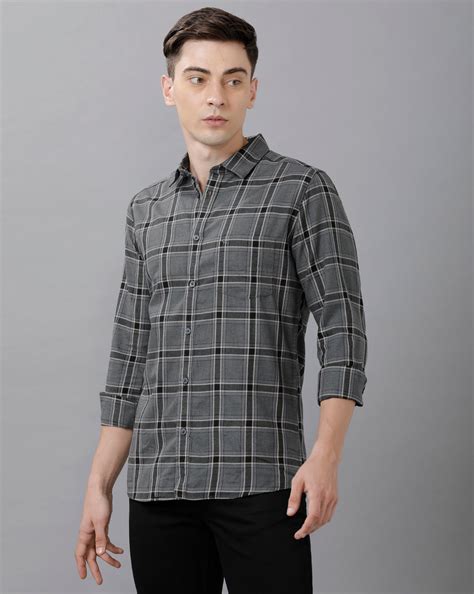 CP BRO Men's Cotton Checked Full Sleeve Slim Fit Polo Neck Grey Color