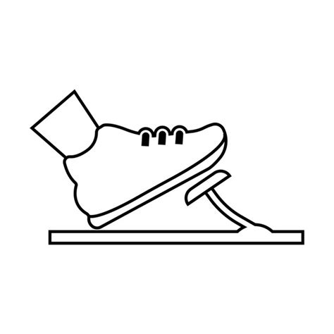 Foot in the boot presses gas or brake pedal icon | Premium Vector