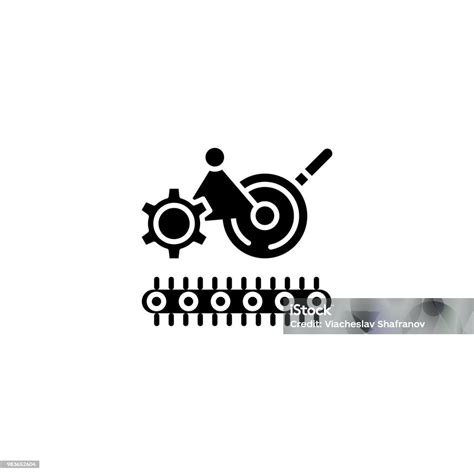 Engineering Process Black Icon Concept Engineering Process Flat Vector ...