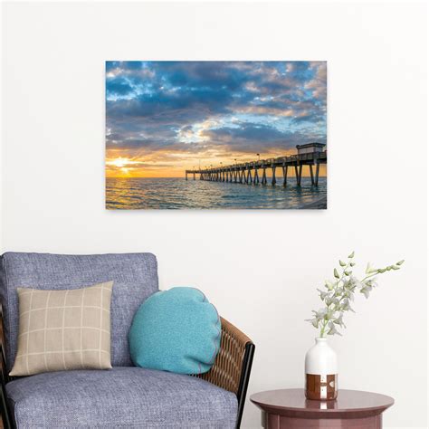 Latitude Run® Pier In Atlantic Ocean At Sunset Venice Sarasota County Florida Usa Tranquil ...