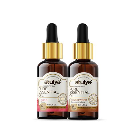 Atulya Rose & Sandalwood Essential Oil Combo (Pack of 2) - 15ml Each ...