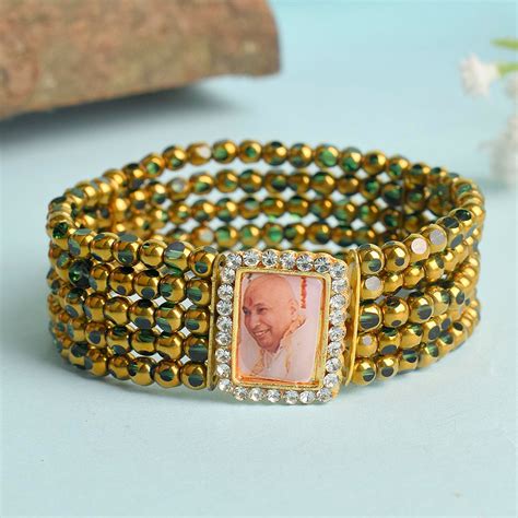Buy Online | Green & Golden Guruji Swaroop Bracelet | satvikstore.in