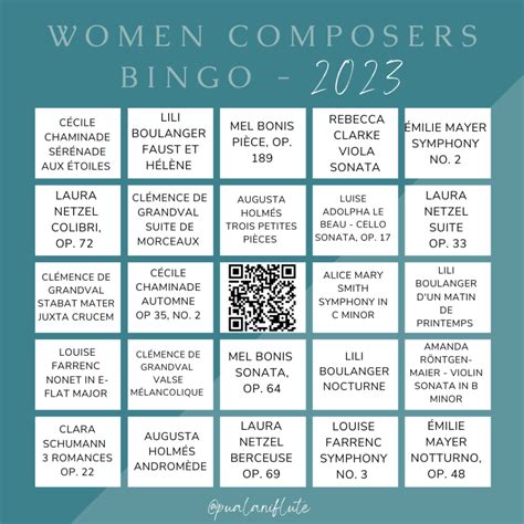Women Composers Bingo – Romantic Era