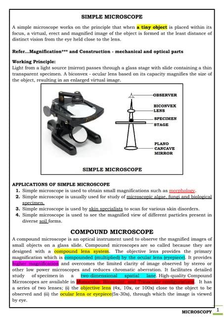 Image result for Simple Microscope and Compound