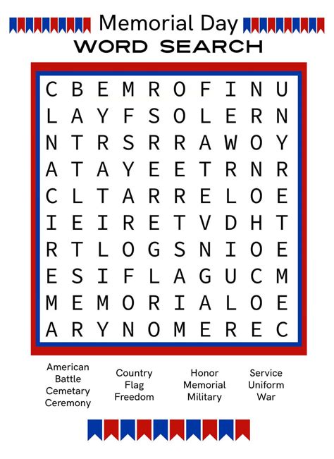 Memorial Day Word Search