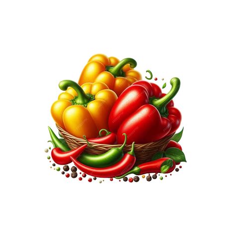 Red Yellow And Green Peppers vector | Premium AI-generated vector