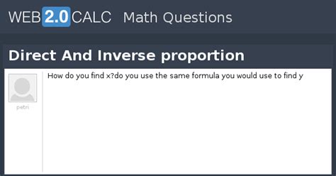 View question - Direct And Inverse proportion