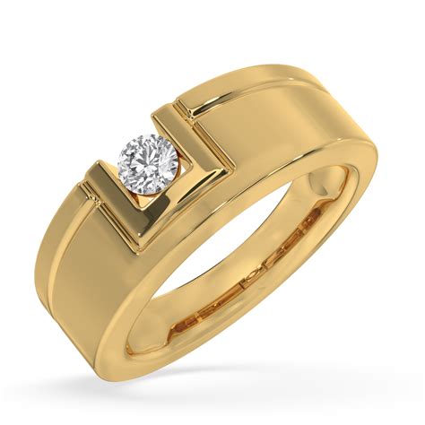 SY Men's Ring in Gold, Bezel-Set Diamond Ring – SYNDIORA