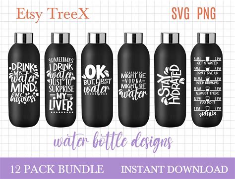 Water Bottle Stickers SVG Bundle by Oxee Drinking Bottle - Etsy