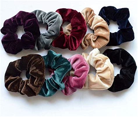 Pixina Velvet Fabric Hair Ties And Bands For Women 12 Pcs Pack- Multi ...