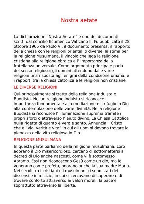 Nostra aetate - Nostra aetate La dichiarazione “Nostra Aetate” è uno dei documenti scritti dal ...