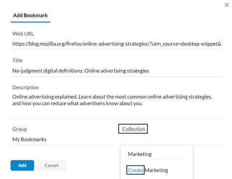 Bookmarks in NICeMail