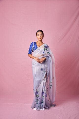 Inara Blue Organza Silk Saree – The Haelli