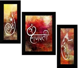Set of 3 Lord Ganesha OM Ganpati Hindi Modern Art UV Coated Home ...