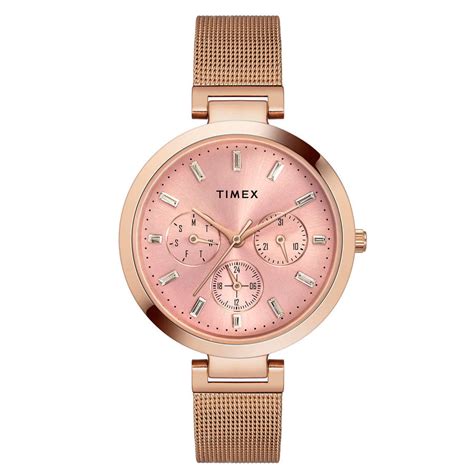 Timex Fashion Women's Pink Dial Round Case Multifunction Function Watc ...