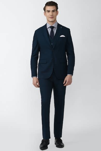 Buy Men Navy Solid Slim Fit Wedding Three Piece Suit Online - 738348 ...