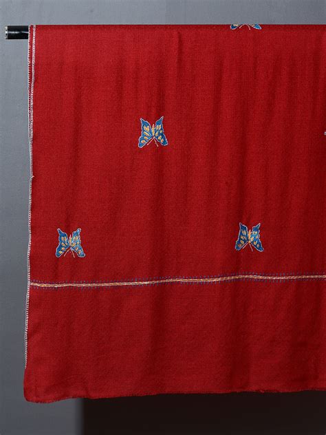 TITLI The Butterfly Ecstasy Hand Embroidered Stole - Cherry Red – OMVAI ...