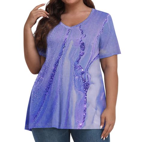 TQWQT Plus Size Tshirts for Women Clearance Womens 5x Blouse V Neck ...