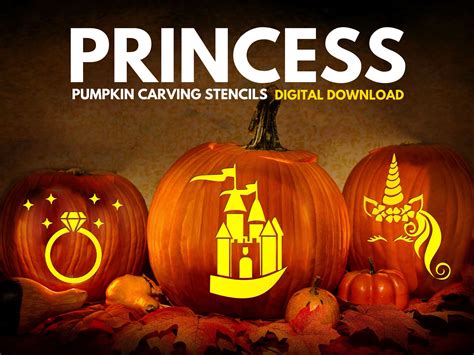 PRINCESS Pumpkin Carving Stencil | Digital Download | Pumpkin Carving ...