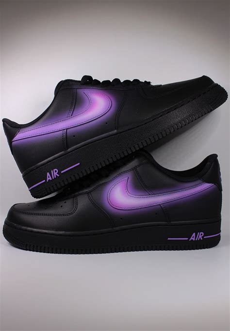 Custom Nike Air Force 1 purple Glow Swoosh Unique and - Etsy | Black ...