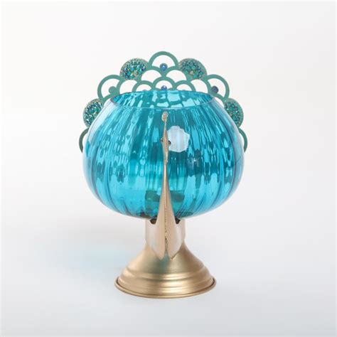 Buy Mayur Glass & Iron Peacock Votive Holder from Home Centre at just ...