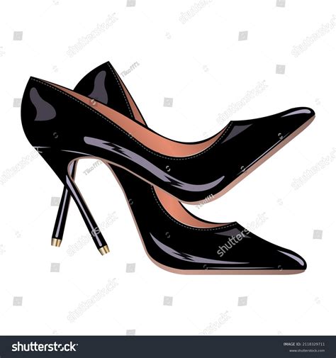 Fashion Female Black Shoes Realistic Isolated Stock Vector (Royalty ...
