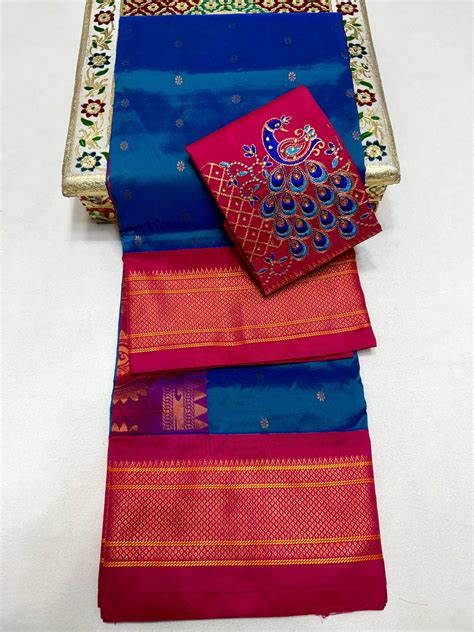 Design Maheshwari Silk PAithani Saree with Aari Work Blouse | SVB Ventures