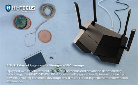 HI Focus AC1200 Dual Band WiFi Router, 867 Mbps 5GHz and 300 Mbps 2 ...