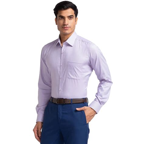 Raymond Men Purple Structured Contemporary Fit Cotton Blend Formal Shi ...