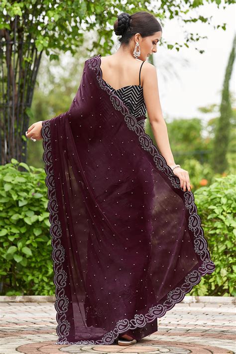 Buy Magenta Organza Saree 51506 Online | Karagiri