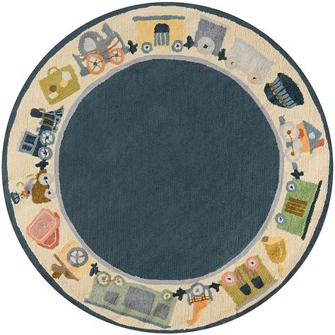 Momeni Lil Mo Classic Blue Round Border Area Rug in the Rugs department ...