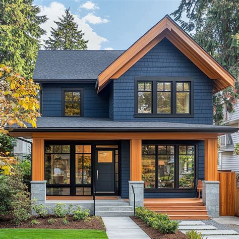 Dark Grey Blue Exterior House Paint