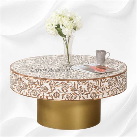 Timber Inlay Round Coffee Table Flannel Flower – Luxury Handicrafts
