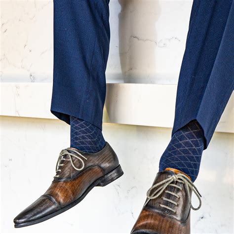 Deep Blue Diamonds - A Deep Blue Men's Dress Sock with a Contrasting ...