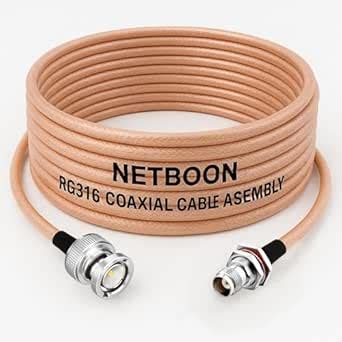 NETBOON RG316 RF Low Loss Coaxial Cable BNC Male to TNC Female Bulkhead ...