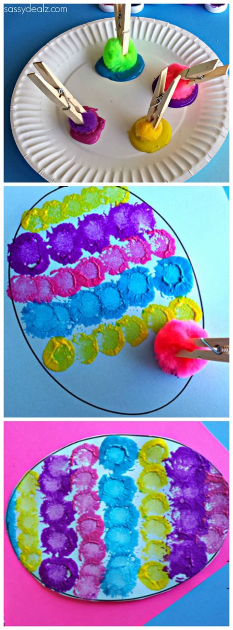 Pom Pom Easter Egg Painting Craft for Kids - Crafty Morning | Painting ...