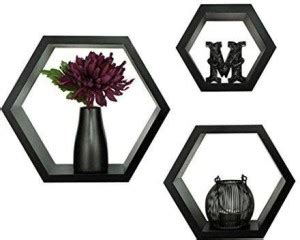 Eco Handicrafts home Decor Hexagon Shape Storage Wall Shelves MDF ...