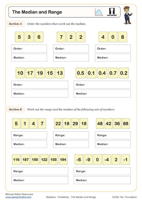 The Median and Range Worksheet | Cazoom Maths Worksheets