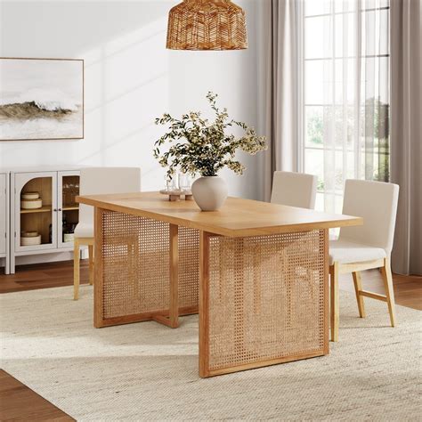Nathan James Willow Boho Dining Table for 6 with Solid Wood Legs, 6 ...