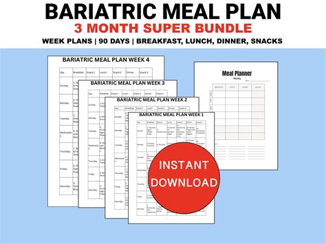 Bariatric Meal Plan Printable PDF 3 Month Bundle 7 Day Plans three ...