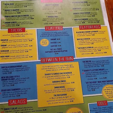 Menu at Shaggy's Biloxi Beach pub & bar, Biloxi, Beach Blvd