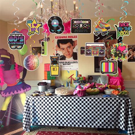Buy 34Pcs 80s Party Decorations Kit 1980s Party Hanging Swirls Ceiling ...