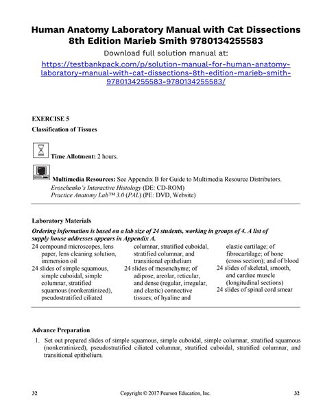 Classification Of Tissues Exercise 5