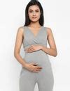 Crossover Maternity And Nursing Sleep Bra - Grey