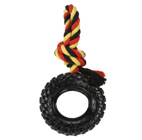 Buy Basil Rubber Tyre with Cotton Rope for Dogs Online | Supertails