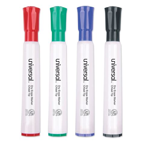 Dry Erase Marker, Broad Chisel Tip, Assorted Colors, 4/Set | Pala ...